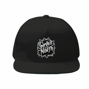 Black snapback hat featuring the Garden of the North logo on the front